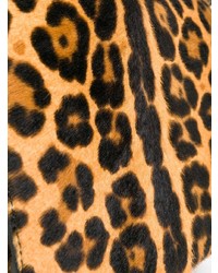 Коричневая кожаная сумка через плечо с леопардовым принтом от Elena Ghisellini