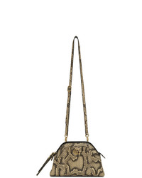 Коричневая кожаная сумка через плечо со змеиным рисунком от Gucci
