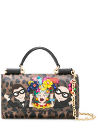 Коричневая кожаная сумка через плечо от Dolce & Gabbana