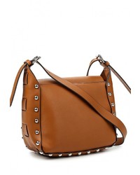 Коричневая кожаная сумка через плечо от Mango