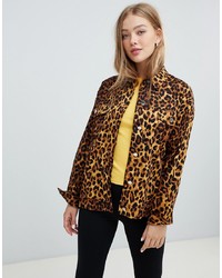 Коричневая куртка в стиле милитари с леопардовым принтом от Daisy Street