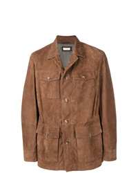Мужская коричневая куртка в стиле милитари от Brunello Cucinelli