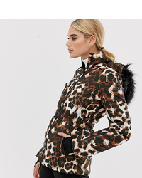 Женская коричневая куртка-пуховик с леопардовым принтом от ASOS 4505