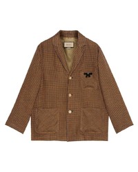 Мужская коричневая куртка-рубашка в клетку от Gucci