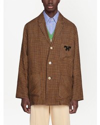 Мужская коричневая куртка-рубашка в клетку от Gucci