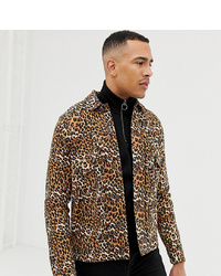Мужская коричневая куртка-рубашка с леопардовым принтом от ASOS DESIGN