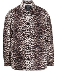 Мужская коричневая куртка-рубашка с леопардовым принтом от FIVE CM