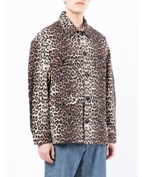 Мужская коричневая куртка-рубашка с леопардовым принтом от FIVE CM