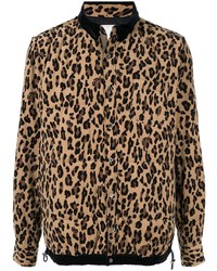 Мужская коричневая куртка-рубашка с леопардовым принтом от Sacai