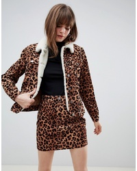 Женская коричневая куртка-рубашка с принтом от ASOS DESIGN