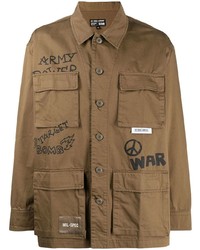 Мужская коричневая куртка-рубашка с принтом от Izzue