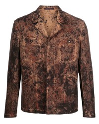 Мужская коричневая куртка-рубашка с принтом от The Gigi