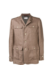 Мужская коричневая куртка-рубашка от Brunello Cucinelli