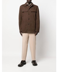 Мужская коричневая куртка-рубашка от Nanushka
