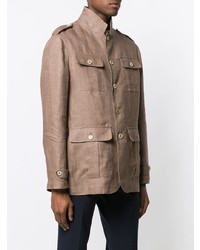 Мужская коричневая куртка-рубашка от Brunello Cucinelli