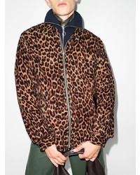 Коричневая куртка харрингтон с леопардовым принтом от Sacai