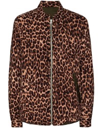 Коричневая куртка харрингтон с леопардовым принтом от Sacai