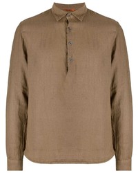 Мужская коричневая льняная рубашка с длинным рукавом от Barena
