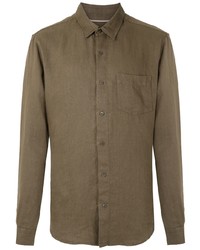 Мужская коричневая льняная рубашка с длинным рукавом от OSKLEN