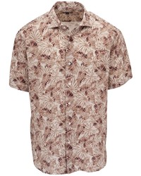 Мужская коричневая льняная рубашка с коротким рукавом с принтом от Peter Millar
