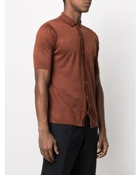 Мужская коричневая льняная рубашка с коротким рукавом от Lardini