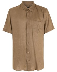 Мужская коричневая льняная рубашка с коротким рукавом от OSKLEN