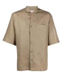 Мужская коричневая льняная рубашка с коротким рукавом от PT TORINO