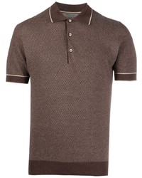 Мужская коричневая льняная футболка-поло от Corneliani