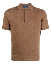 Мужская коричневая льняная футболка-поло от Drumohr