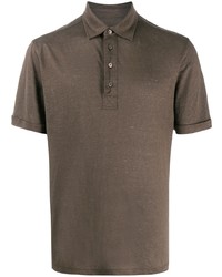Мужская коричневая льняная футболка-поло от Ermenegildo Zegna
