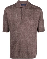 Мужская коричневая льняная футболка-поло от Lardini