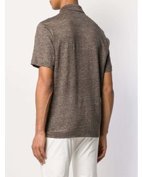Мужская коричневая льняная футболка-поло от Z Zegna