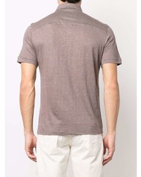 Мужская коричневая льняная футболка-поло от Ermenegildo Zegna
