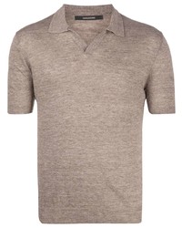 Мужская коричневая льняная футболка-поло от Tagliatore