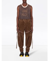 Мужская коричневая майка с вышивкой от Dolce & Gabbana