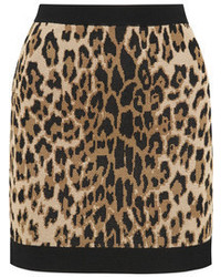 Коричневая мини-юбка с леопардовым принтом от Balmain