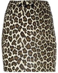 Коричневая мини-юбка с леопардовым принтом от Jean Paul Gaultier