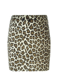 Коричневая мини-юбка с леопардовым принтом от Jean Paul Gaultier Vintage