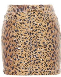 Коричневая мини-юбка с леопардовым принтом от Jeremy Scott