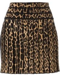 Коричневая мини-юбка с леопардовым принтом от Roberto Cavalli