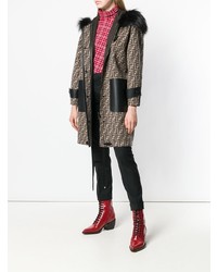 Женская коричневая парка от Fendi