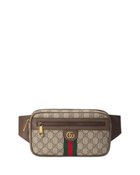 Мужская коричневая поясная сумка из плотной ткани от Gucci