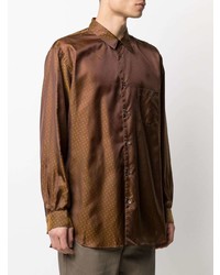 Мужская коричневая рубашка с длинным рукавом в горошек от Comme Des Garcons SHIRT
