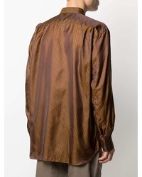 Мужская коричневая рубашка с длинным рукавом в горошек от Comme Des Garcons SHIRT