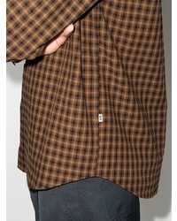 Мужская коричневая рубашка с длинным рукавом в мелкую клетку от Wood Wood