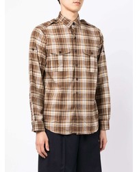Мужская коричневая рубашка с длинным рукавом в шотландскую клетку от Polo Ralph Lauren