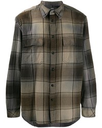 Мужская коричневая рубашка с длинным рукавом в шотландскую клетку от Diesel