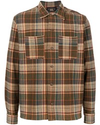 Мужская коричневая рубашка с длинным рукавом в шотландскую клетку от Ralph Lauren RRL