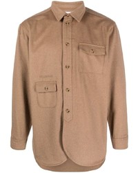 Мужская коричневая рубашка с длинным рукавом с вышивкой от Han Kjobenhavn