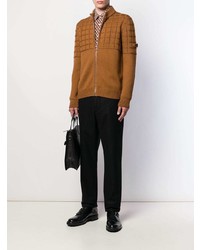 Мужская коричневая рубашка с длинным рукавом с геометрическим рисунком от Prada
